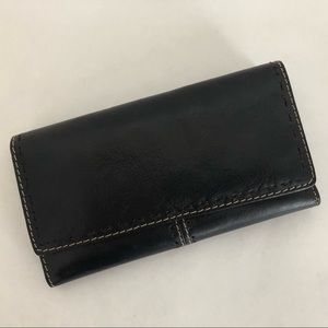 Fossil black leather checkbook wallet